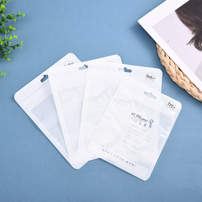 Minimalist food packaging bags wholesale with three sided cover ribs for storage letter printed headband self sealing bag with logo printing capabilit