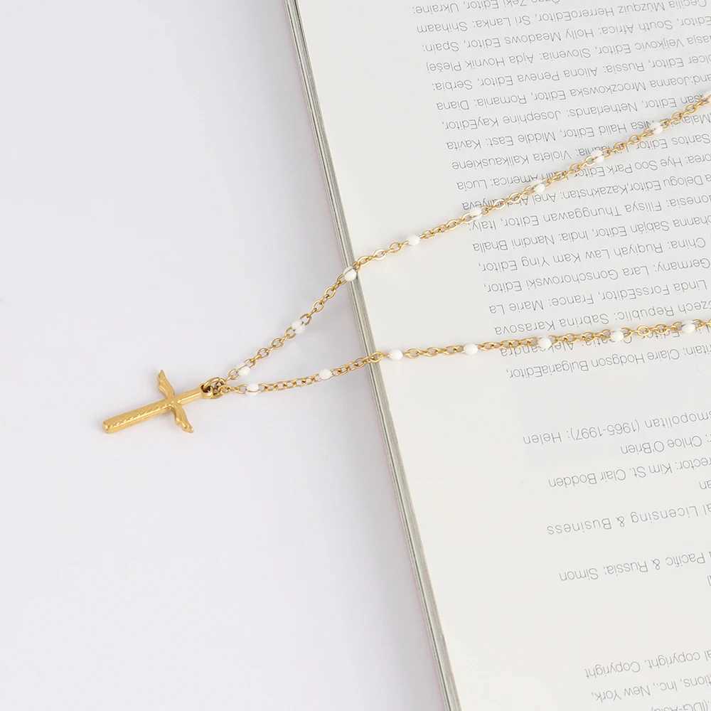 18k Gold Plated Stainl Steel Snake Chain Choker Necklace For Woman Cross Pendants Necklaces Gifts Men Jewelry WholesaleX241123