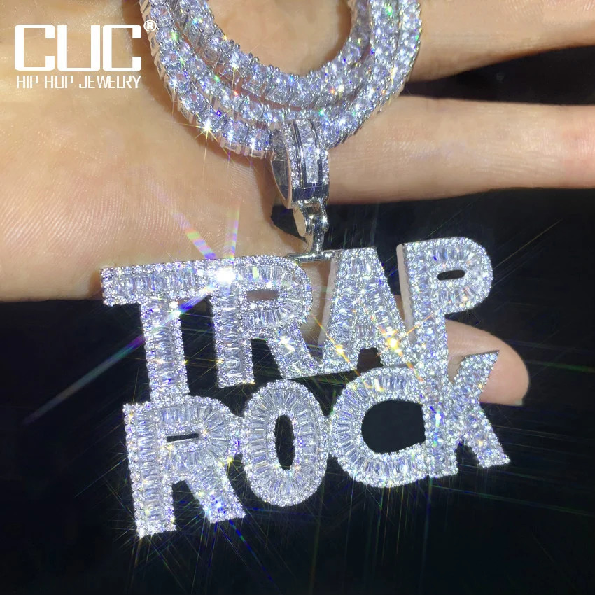 CUC Custom Name Necklace For Men Women Micro Pave Baguette Zircon Letter Number Necklace Chain Hip Hop Jewelry 241122