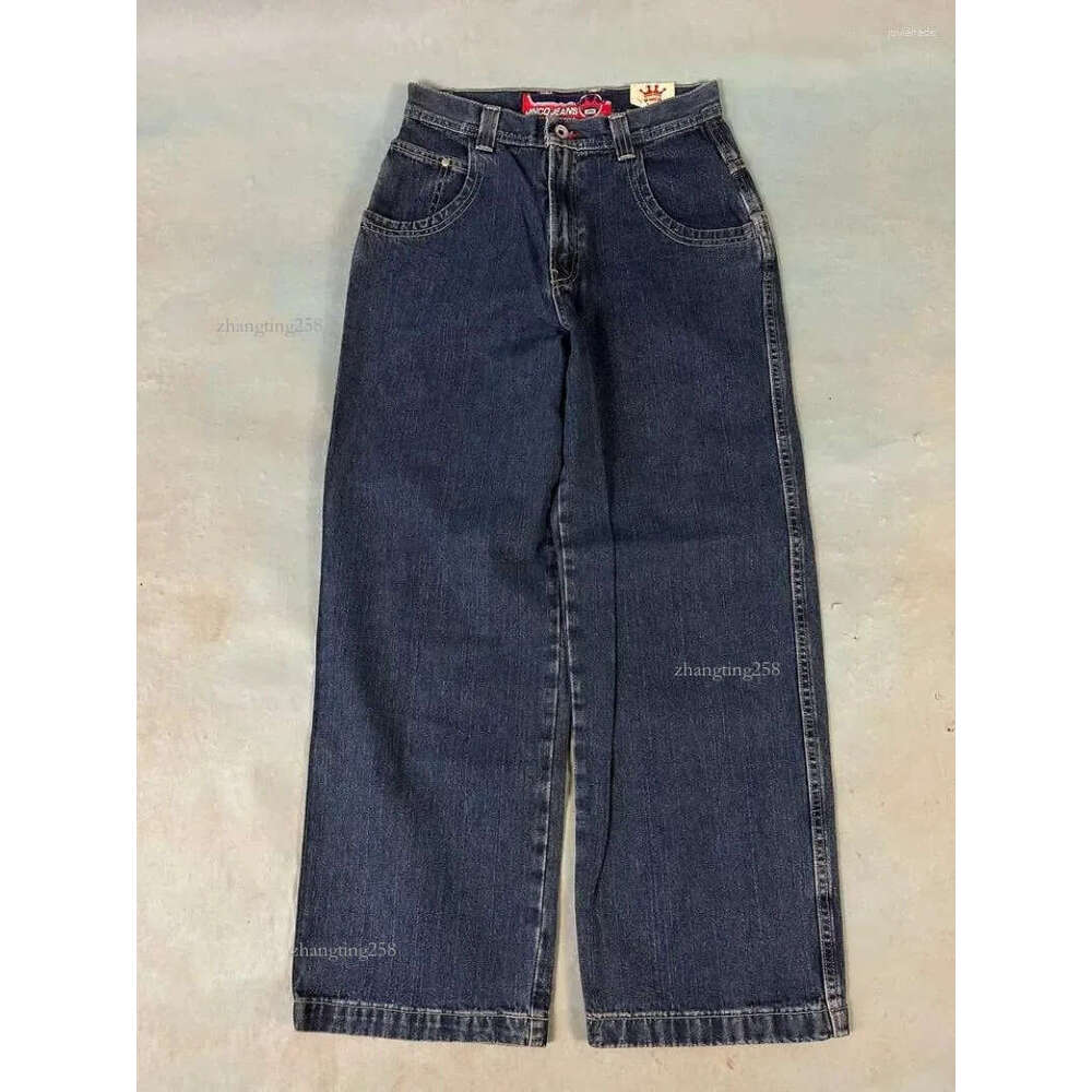 Men's Jeans American Jnco Pattern Embroidered Men Women Y2K Street Hip Hop Fashion Straight Mopping Wide-leg Pants Unisex