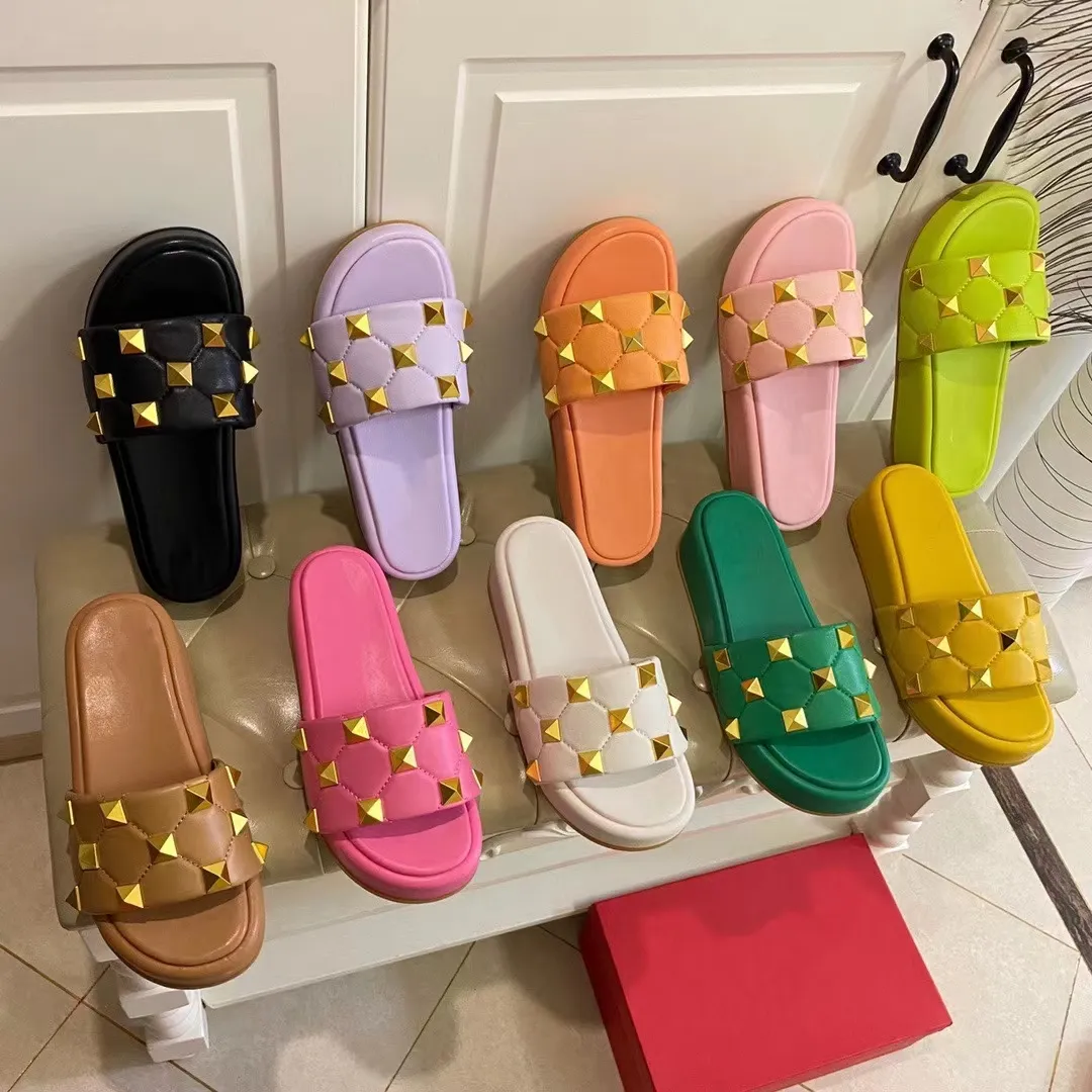 Famous designer sandals slipper shoe summer new jelly color series thick sole slippers 100% leather high-quality multi-color heel height 5.5cm women's sandals 35-40
