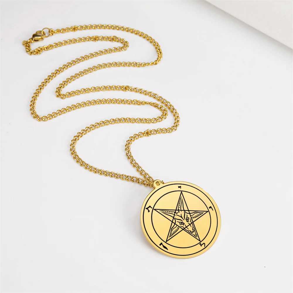 EUEAVAN Large Talisman Baphomet Necklace Goth Pagan Pentagram Amulet Symbol of Evil Stand-in for Satan Necklaces Goat JewelryX241122