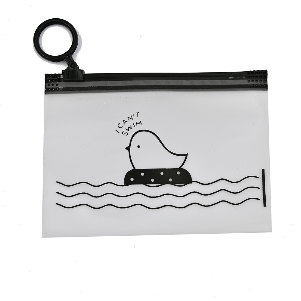 Creative cartoon chicken semi transparent ring bag travel portable storage bag rubber band underwear zipper packaging bag
