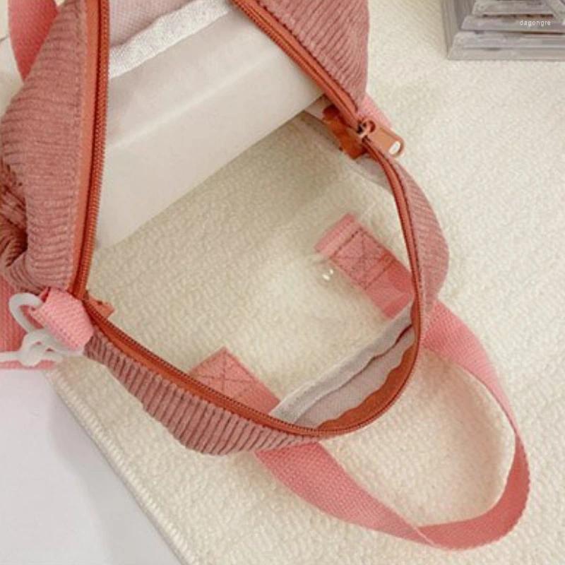 2025 NEW Evening Bags Women Corduroy Crossbody Cute Bear Transparent Design Canvas Zipper Shoulder Messenger Bag Phone Money Handbags For Girls zhanyi