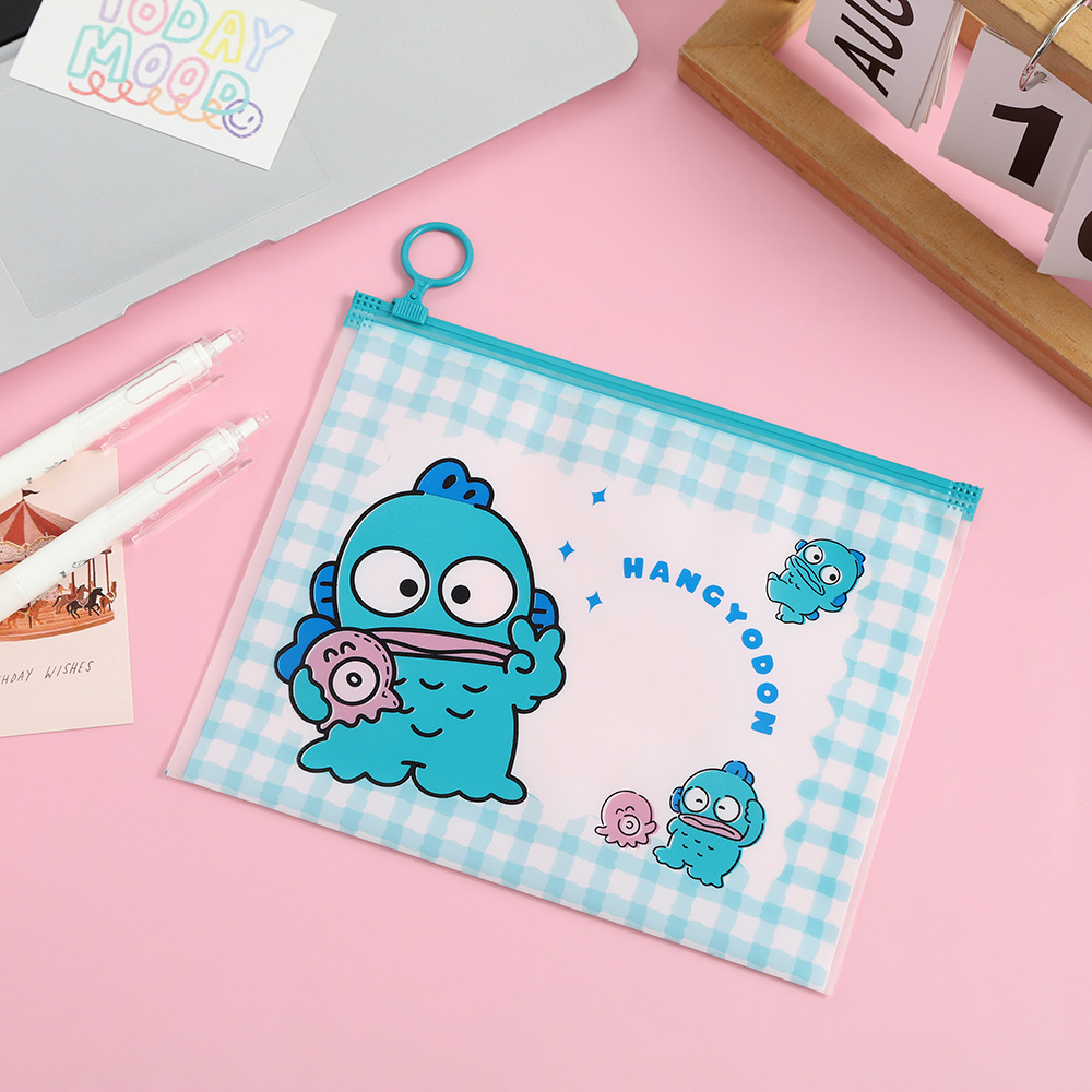 Cartoon style fresh plastic zipper bag cute and high-value student file bag large capacity data stationery self sealing bag