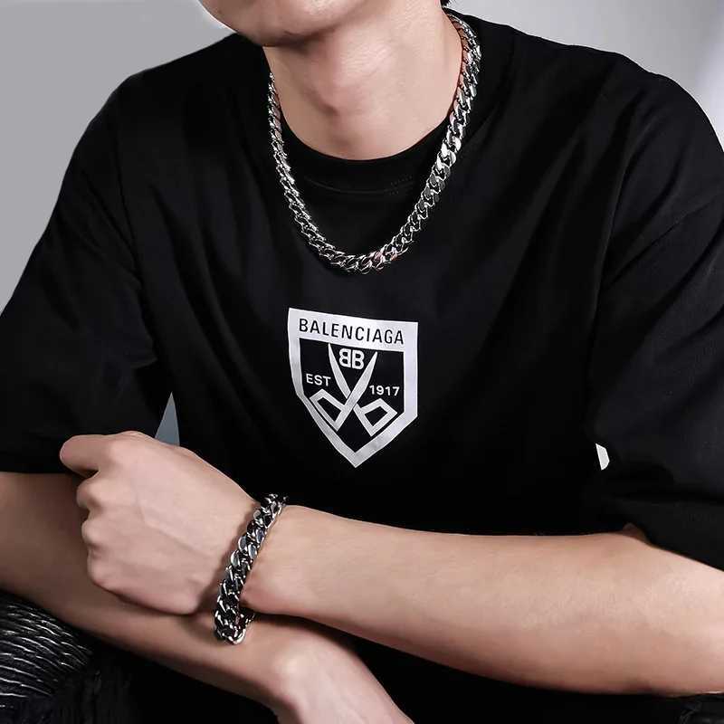 8MM-14MM Stainless Steel Cuban Chain Necklace for Men Punk Thick Long Neck Male Jewelry Silver Color XJ250708