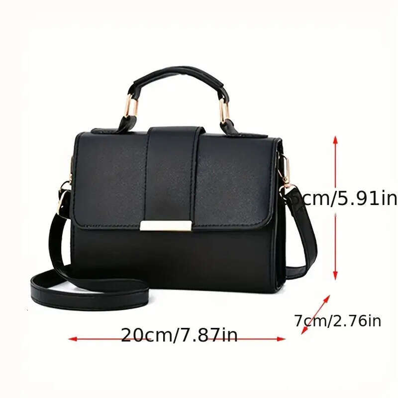 Simple Design Small Top-handle Bags Women, Pu Leather Casual Square Crossbody Shoulder Bag For Daily Used