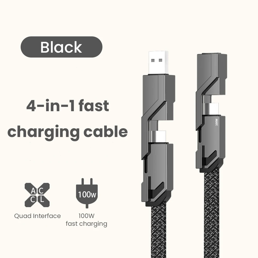 4 In 1 Fast Charging Cable 100W USB Type-C Cable Charging Cable For Huawei Samsung IPhone PD Power Bank USB C Cable Charger USB Date Cord 0.3m 1m 1.5m