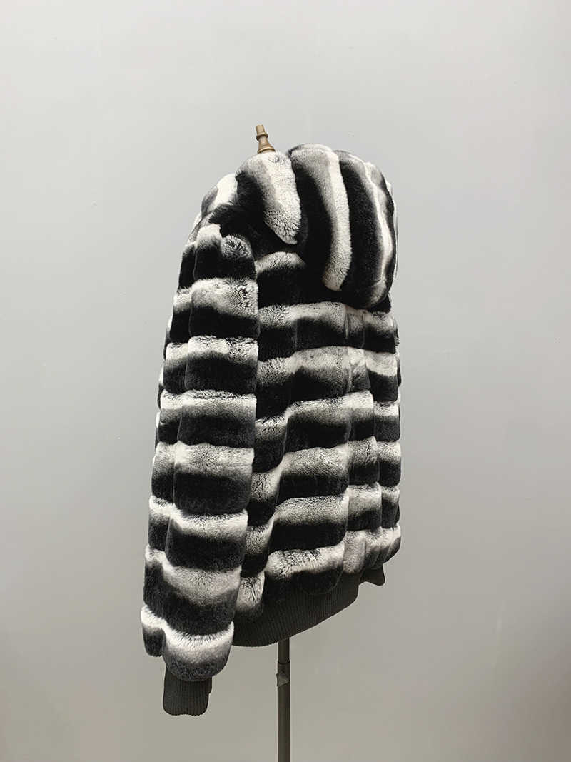 Winter fur coat Rex rabbit fur coat Chinchilla leather jacket items mens clothing W241017