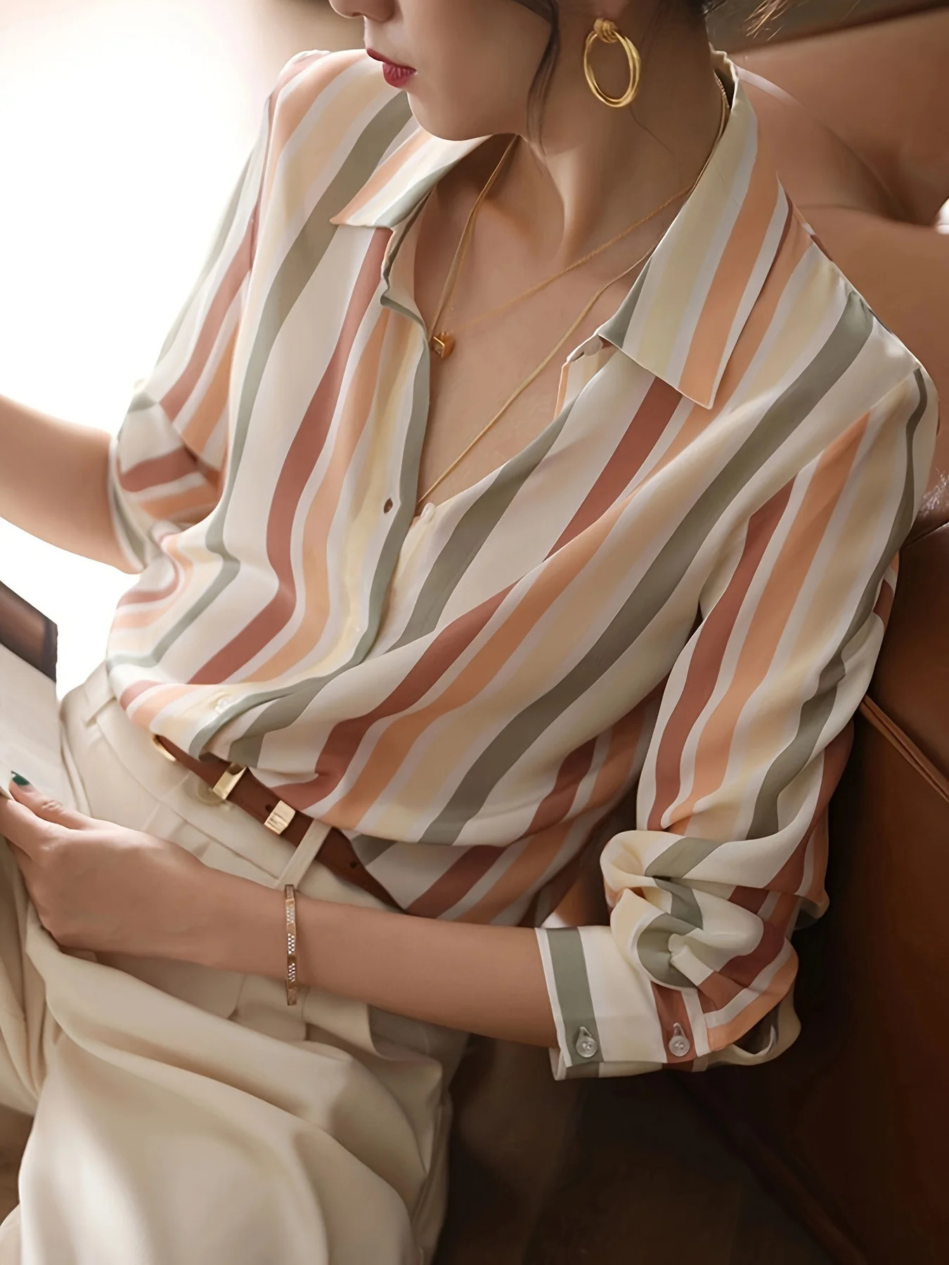 Arrival Womens Blusa Mujer for Spring Autumn Fashion Trendy Print Ladies ButtonDown Shirt Work and Casual 241121