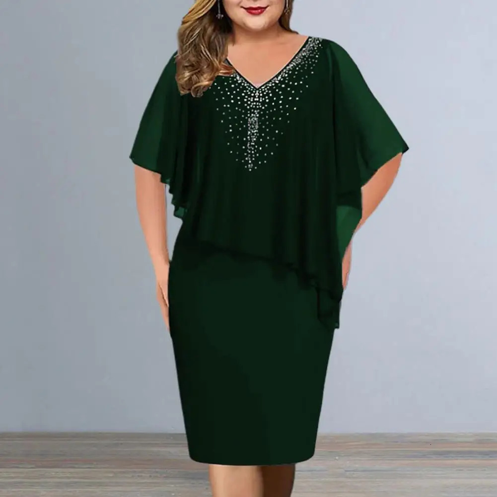 Women Plus Size Dresses for Banquet Irregular Bodycon Chiffon Ball Prom Party Midi Dress Dres Garment 240422