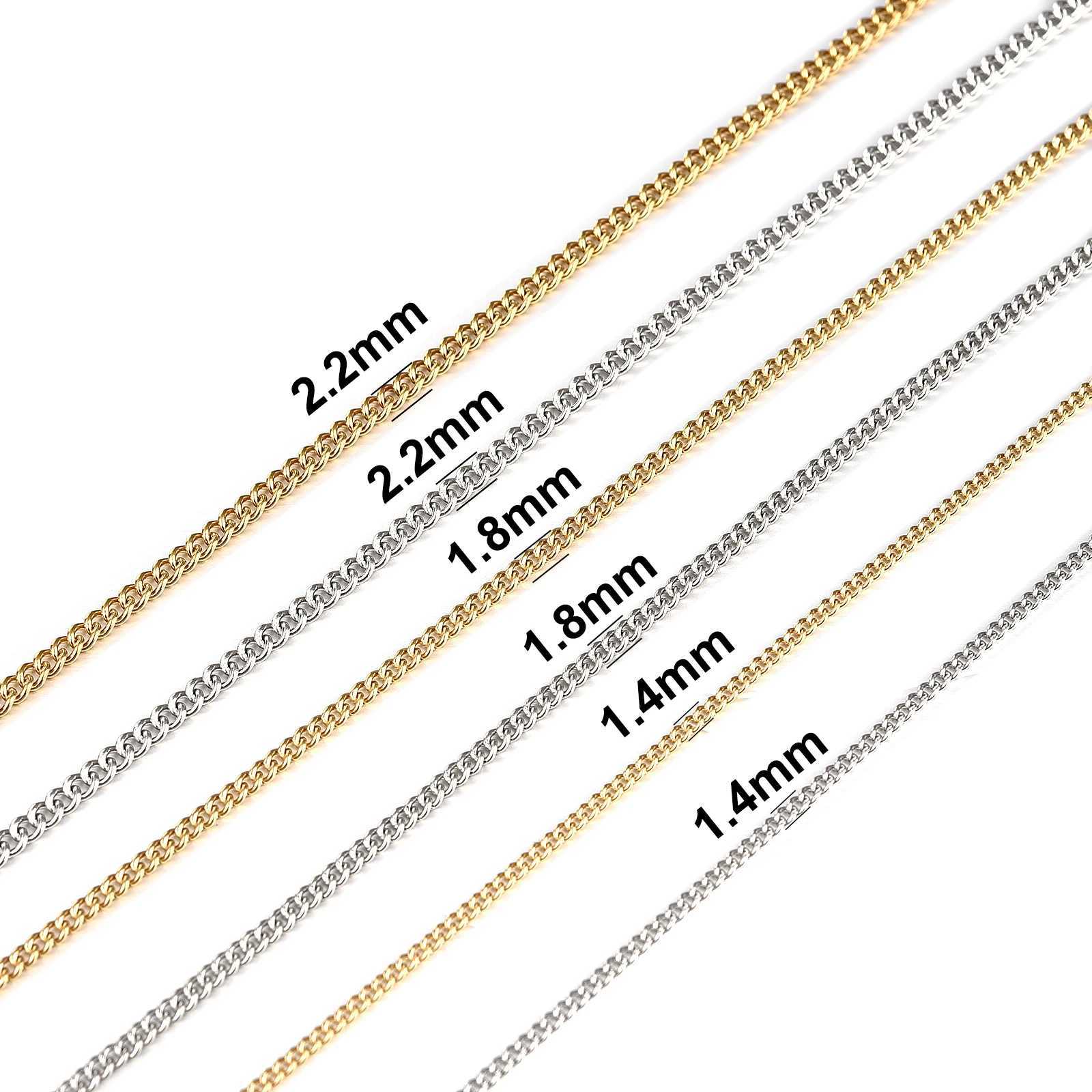60cm 1.4MM/1.8MM/2.2MM Stainless Steel Necklace Sliver Color Vintage Chain Women And Man Jewelry GiftX241122