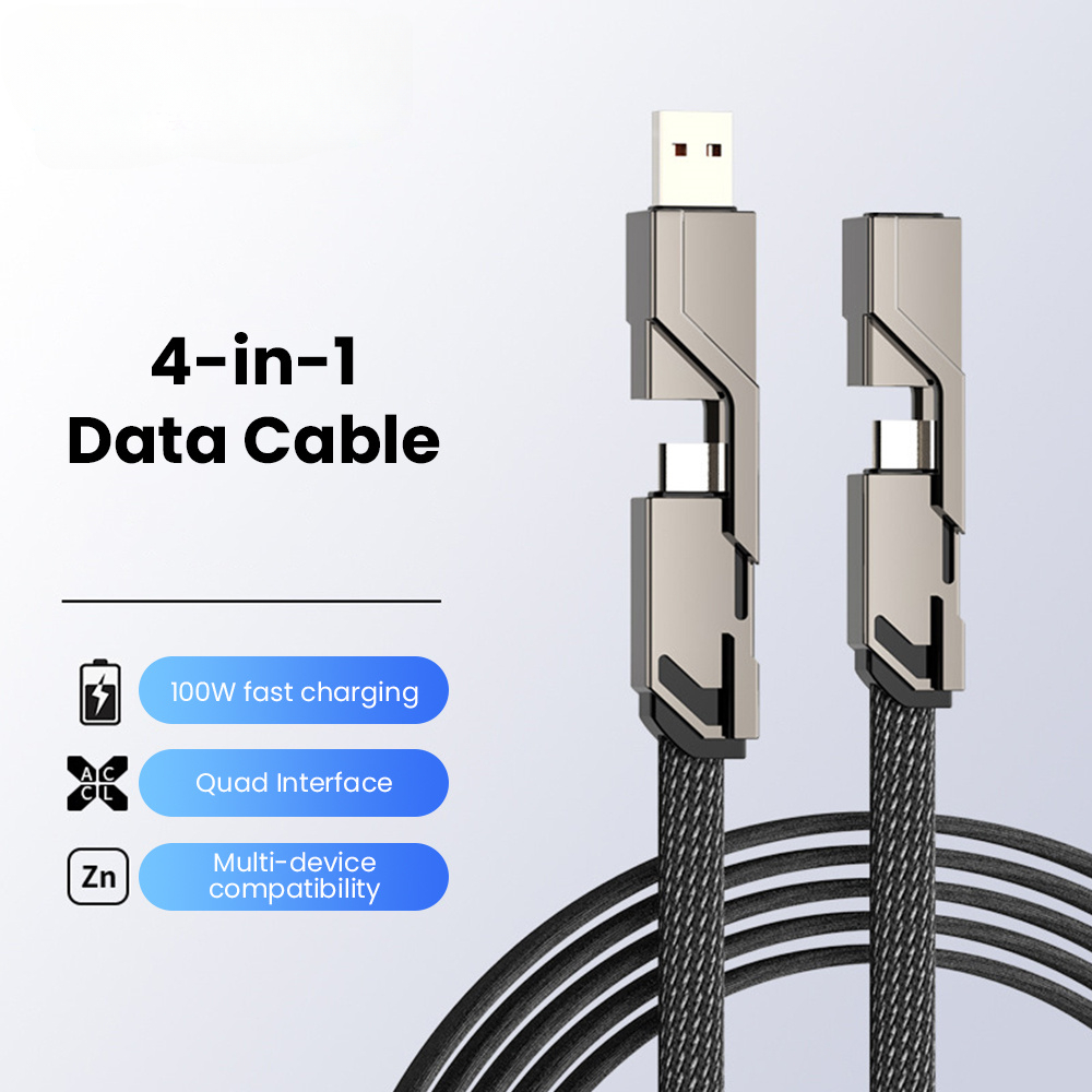 4 In 1 Fast Charging Cable 100W USB Type-C Cable Charging Cable For Huawei Samsung IPhone PD Power Bank USB C Cable Charger USB Date Cord 0.3m 1m 1.5m