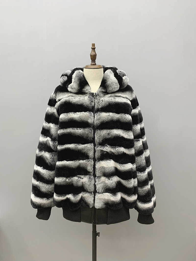 Winter fur coat Rex rabbit fur coat Chinchilla leather jacket items mens clothing W241017