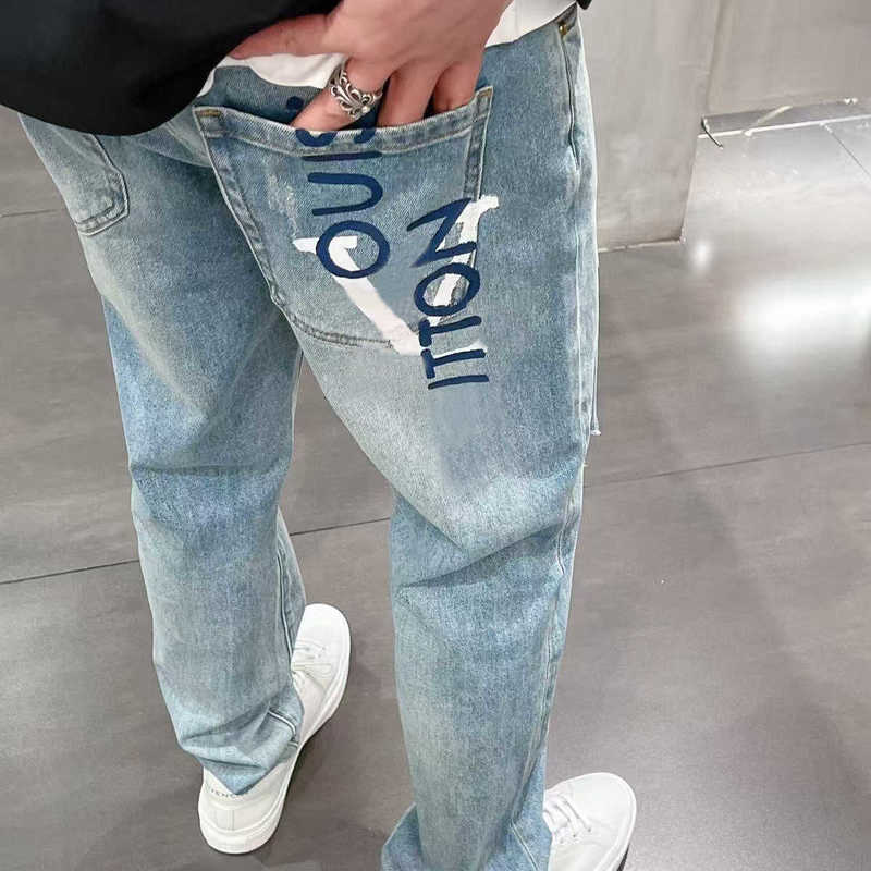 Men's Jeans designer Spring and summer wash fashion jeans according to the relaxed casual trend pants Jeans for men