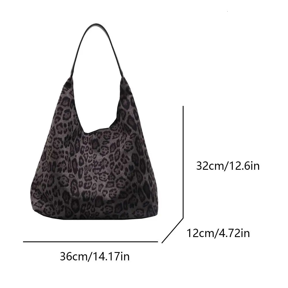 Suede Bag Winter Womens Bag Leopard Print Shoulder Bag Female Trendy Handbag Hobo Bags for Work Travel Large Tote Bag 241122