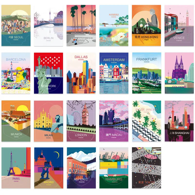 23 Pcs Cities Travel Stickers Aesthetic Big Size Stickers Sets Decals for Travel Case Luggage Decorate Waterproof Pegatinas 240422