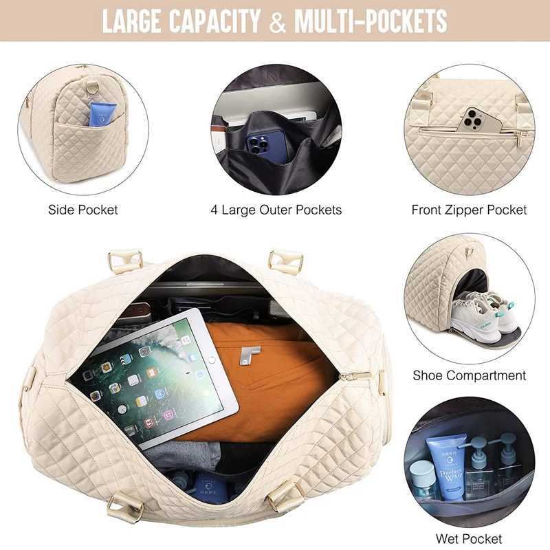 Weekender Overnight Bag Large Travel Duffle Bag for Women Yoga Sports Gym Bag with Shoe Compartment Crossbody Carry- BagXJ241122
