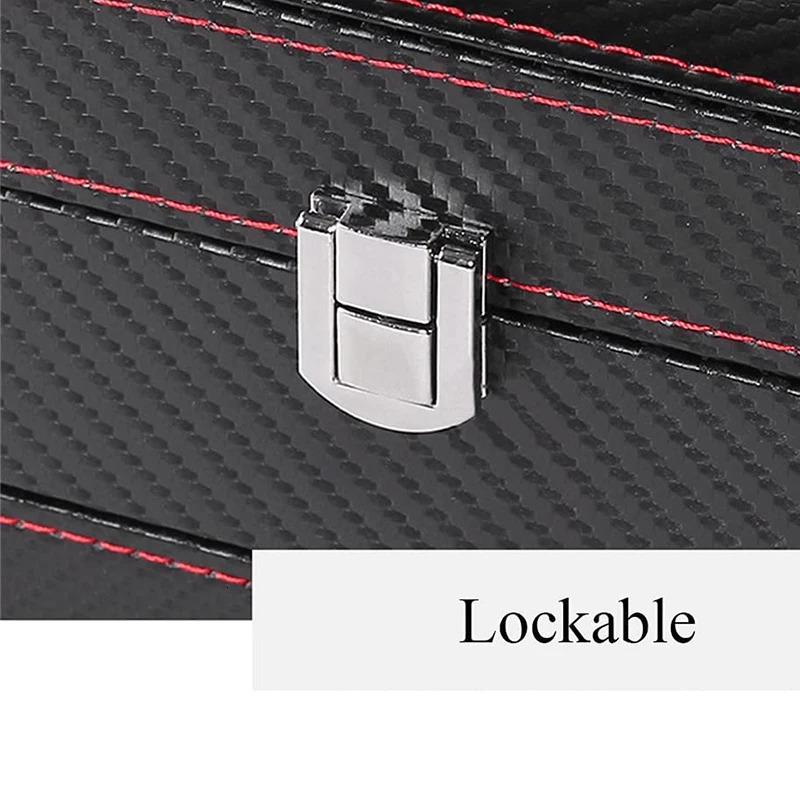 Watch box PU leather jewelry organizer mens/womens travel display box 4-slot magnetic top black 241122
