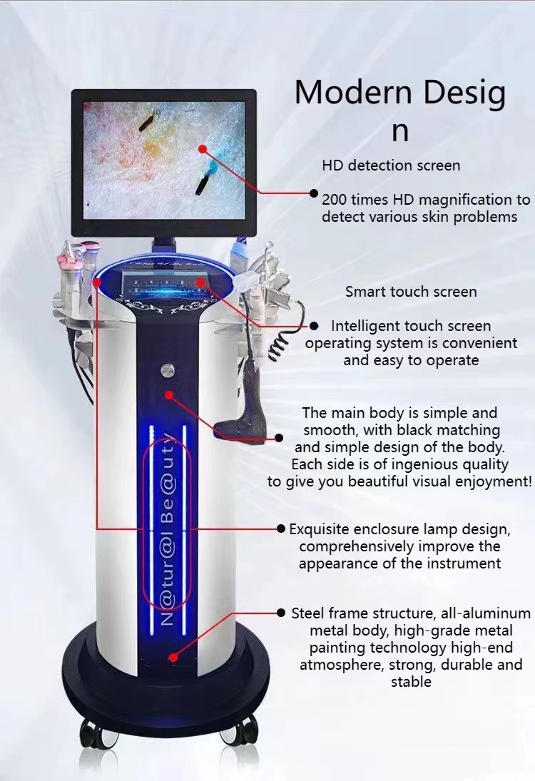 11 in 1 Multifunction beauty diamond crystal aqua peel hydro dermabrasion facials machine with Detection screen