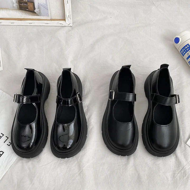 Mary Jane Small Leather Shoes for Women Korean Style Versatile Retro British Thick Sole Spring and Summer 241122