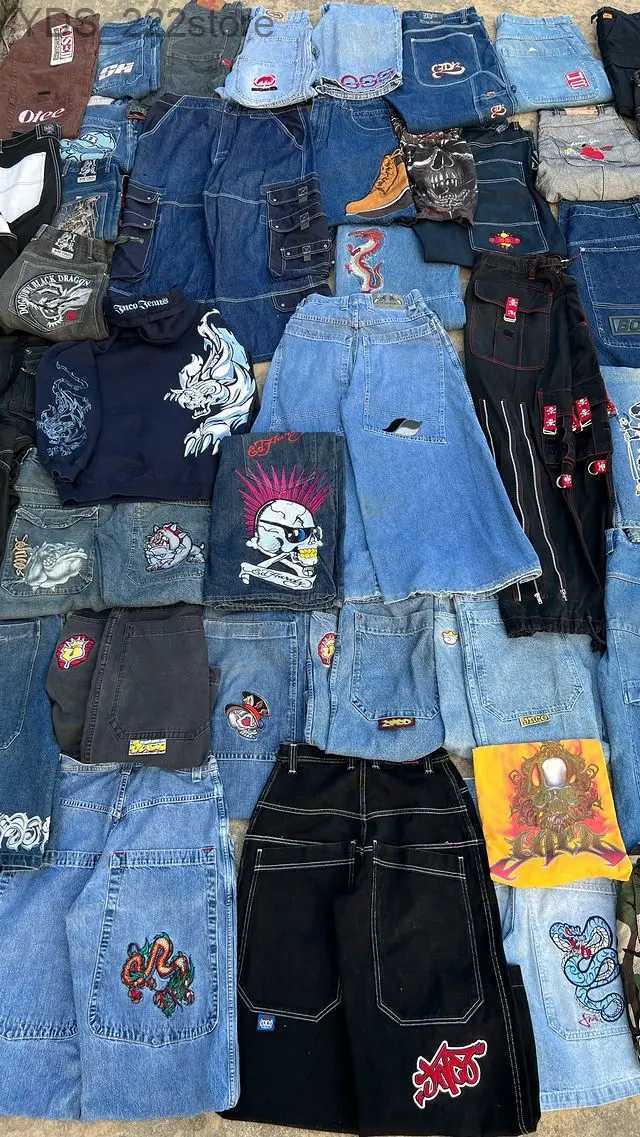 Women's Jeans Vintage jeans jncos y2k pants bag jinco jeans mens ropa jeans 2024 skateboard cargo pants mens y2k wide leg street tweer yq240423