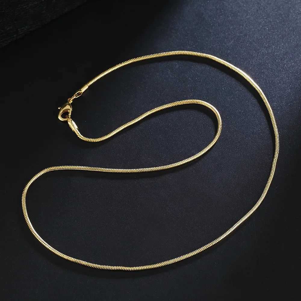 New 925 Sterling Silver 1MM Snake Chain 18K gold color Necklaces 16/18/20/22/24/26/28/30 Inches Women Men Jewelry Gifts XJ250620