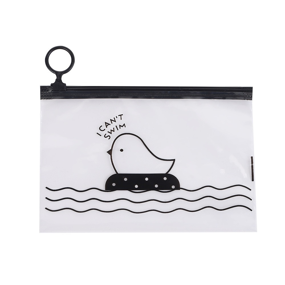 Cartoon Chicken Fashion High Transparency Ring Zipper Bag Travel Cosmetics Underwear Socks Storage Bag Stationery Packaging Bag