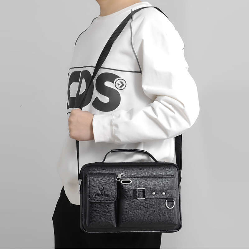 Men Cross body Messenger Handbag Business Briefcases Laptop Retro Office PU Leather Male Top Handle One Shoulder Bag