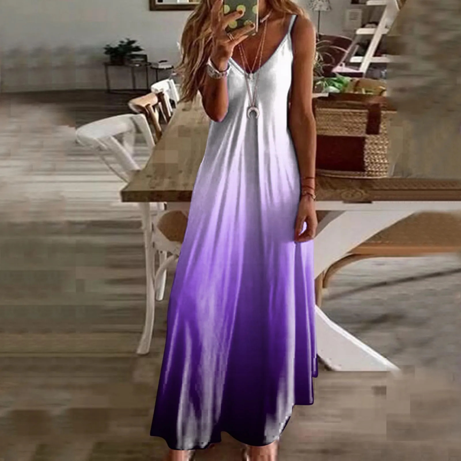 Boho Maxi Dresses For Women Summer 2024 Pringting Sleeveless Sundress Casual V Neck Beach Bohemian Ladies Long Vestidos 240418