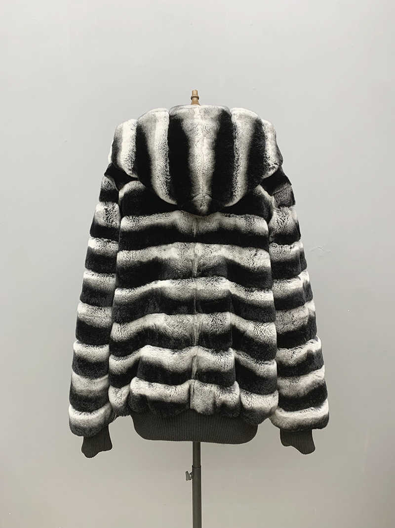 Winter fur coat Rex rabbit fur coat Chinchilla leather jacket items mens clothing W241017