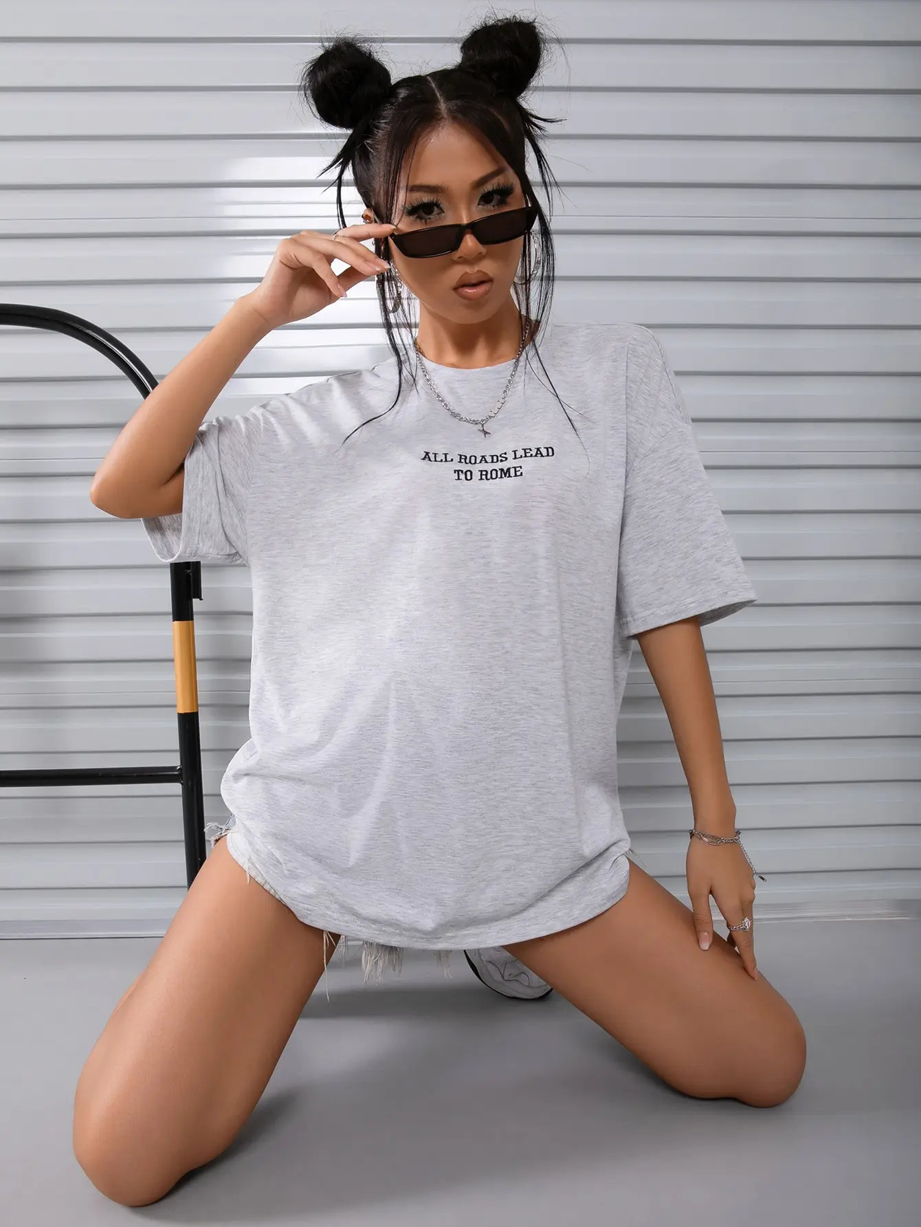 All Roads Lead To Rome Letter Printed T Shirt Women Loose Oversize Short Sleeve Summer 100% Cotton Breathable Tshirt ONeck Tops 240409