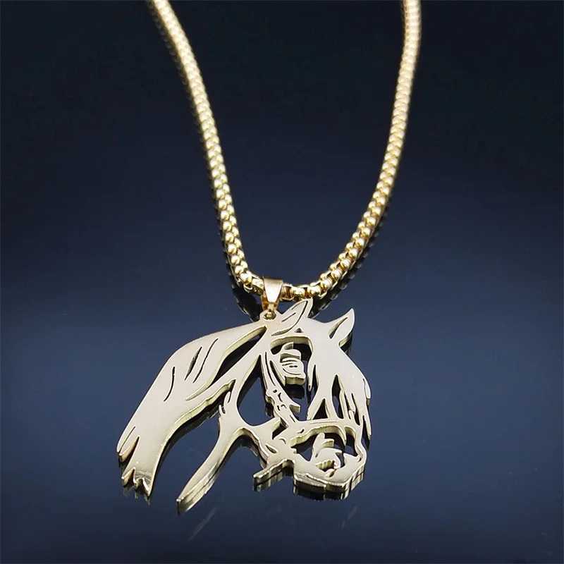 Horse Head Pendant Necklace for Women/Men Stainless Steel Animal Accessories Chain Necklaces Gift Jewelry colar masculino N2026X241122