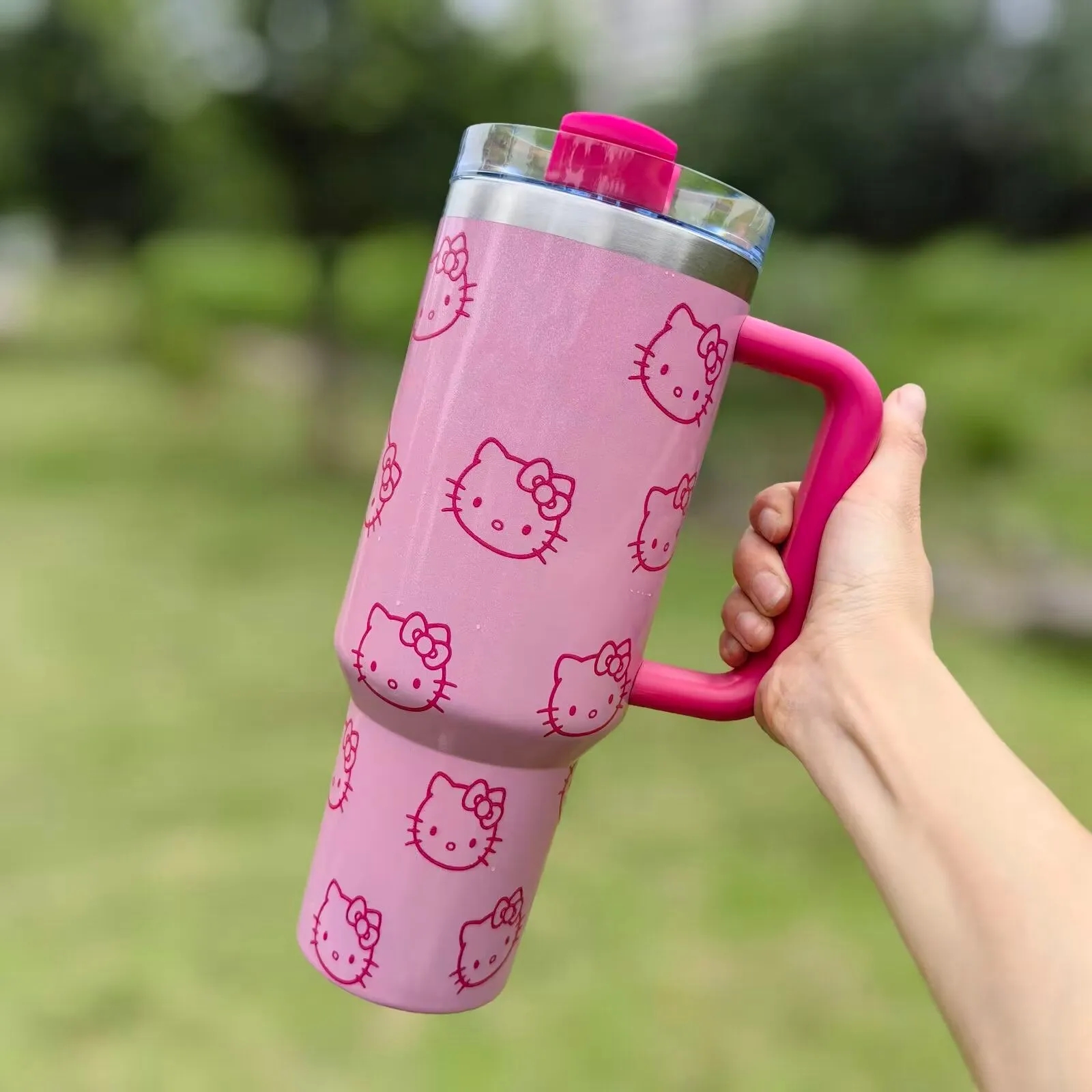 US Stock Christmas Flowers Rose Blue pink -H2.0 40oz Tumbler Magnolia Cup Holiday Gift Tumbler with Bow Straw Stopper, Cap and Straw Target Water Bott