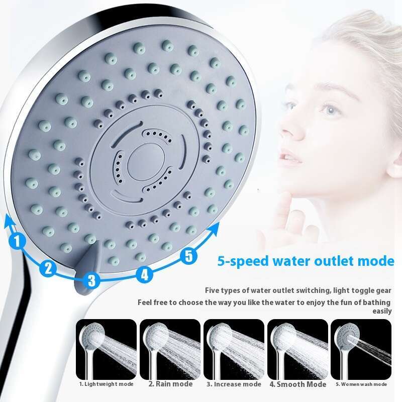Handheld new material, five level adjustment, bathroom shower head, strong pressurization, water-saving showerhead