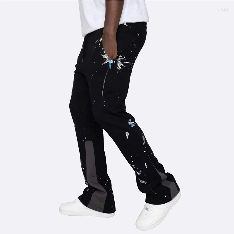 Men's Pants Flared Sweatpants Men Stacked Sweat High Quality Trousers Joggers Cargo
