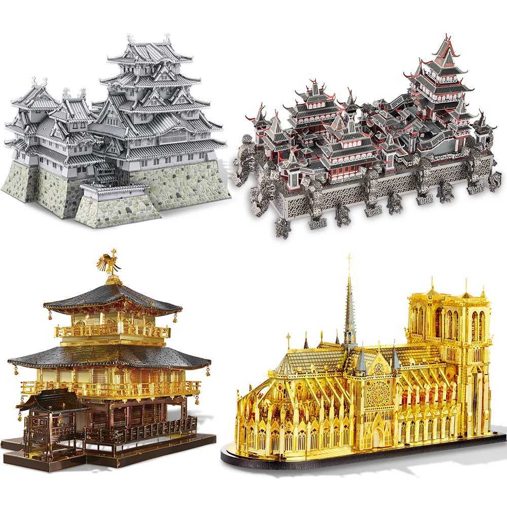 brand model building kit Notre Dame Cathedral Himeji Architecture Series 3D puzzle metal DIY house toy Christmas gift X241122