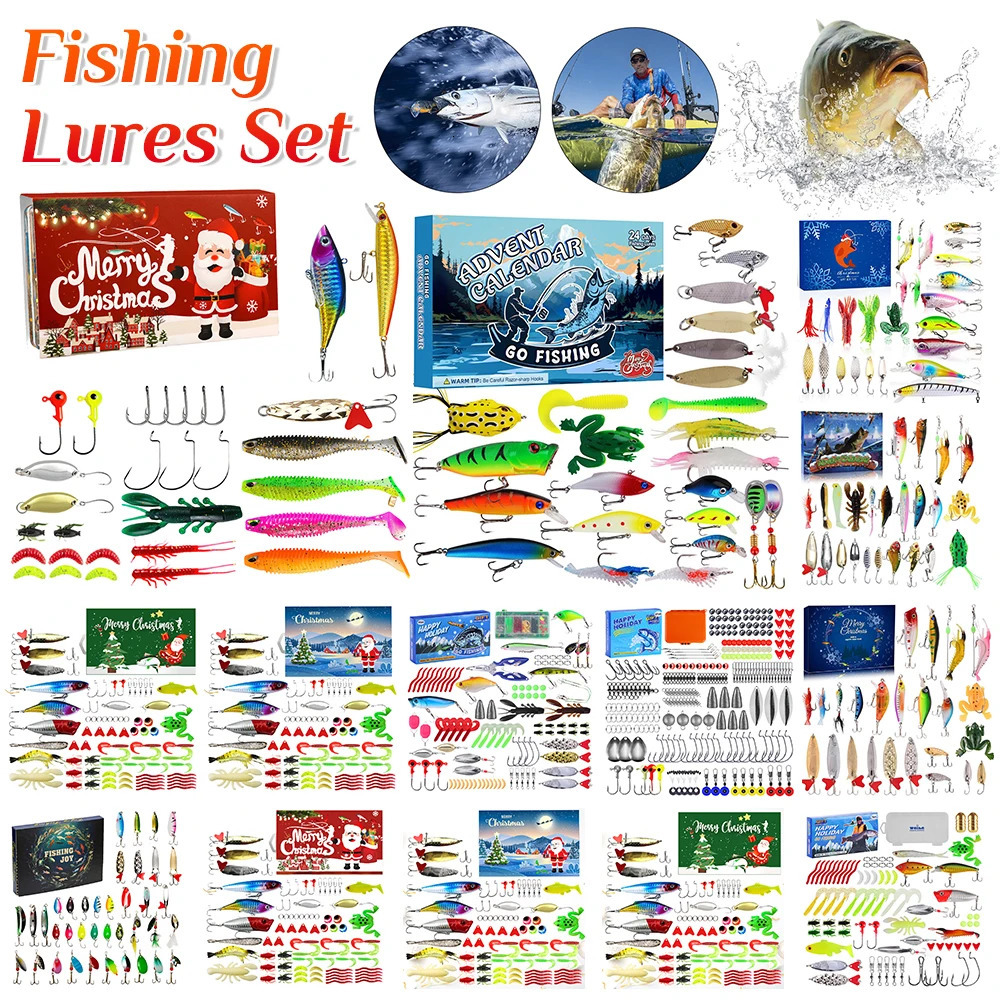 2024 Fishing Gear Set Comes Calendar Box Christmas Fishing Gear Set Various Fish Baits Surprise Gift Box 241122