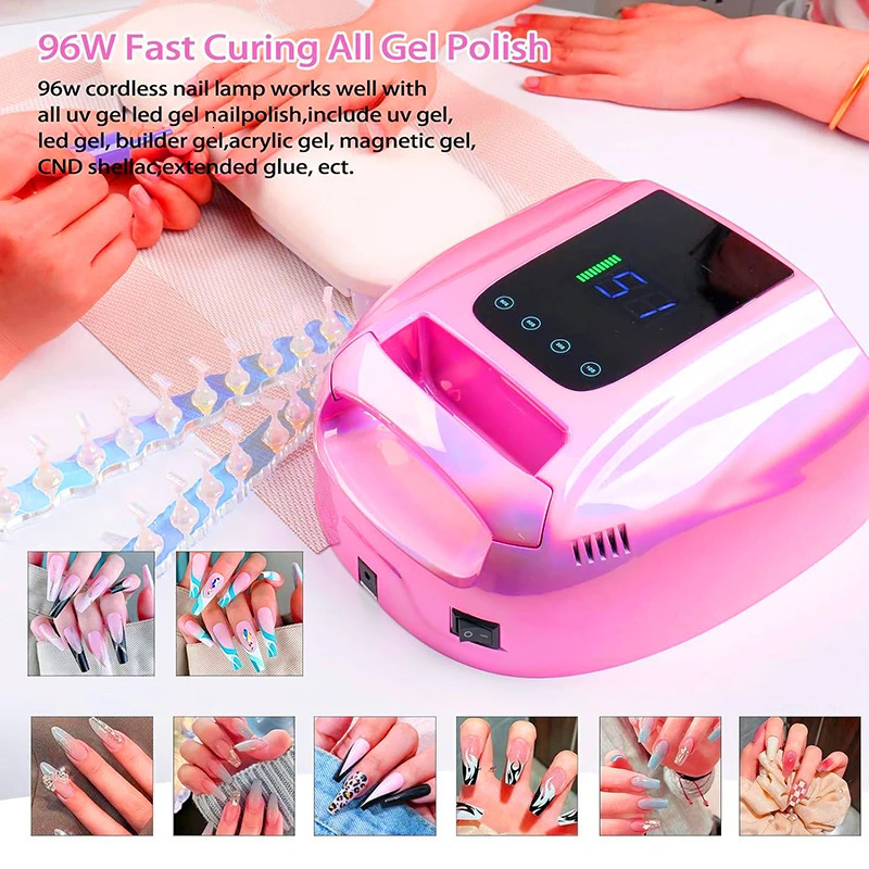Rechargeable nail lamp with handle 15600mAh Lampala de unas LED UV rechargeable De 96W gel polishing dryer LED nail lamp 241122
