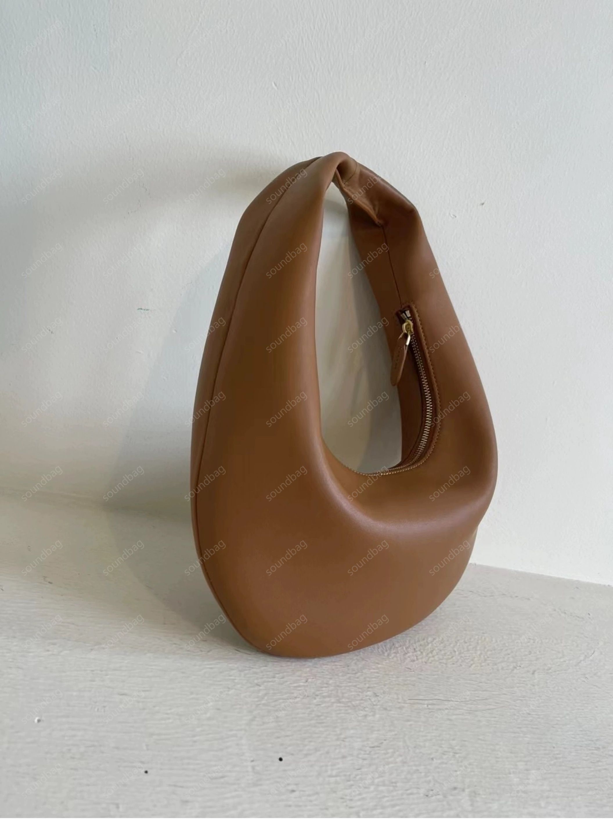 2024 Spring Crescent Moon Bag: Luxurious Genuine Dumpling Tote - Designer Fashion for Women, Minimalist Textured Leather Handbag