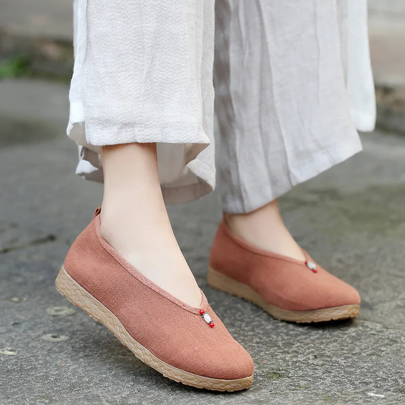 Spring Ballet Flats Shoe Retro Loafers Ladies Chinese Style Moccasins Mom Flat Slip Ons Elegant Leisure Cloth Shoes 241122