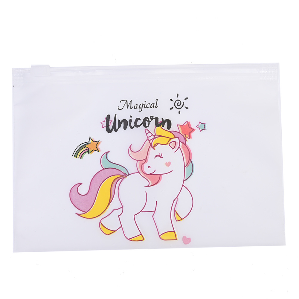 Cartoon Unicorn Colorful Cloud Horse Packaging Bag PE Matte Zipper Self sealing Bag with Pull Ring Pen Bag Student Stationery Bag