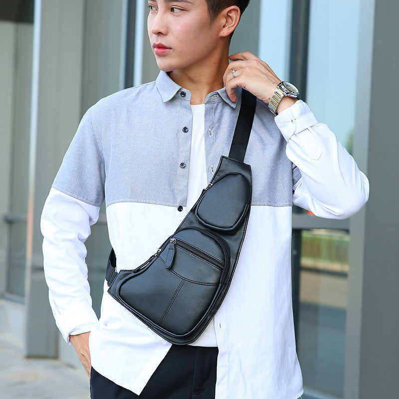 Men's Casual Trendy Anti theft Single Shoulder Cross Bag Small Men's Bag Close fitting Leather Bag Chest Bag 241123