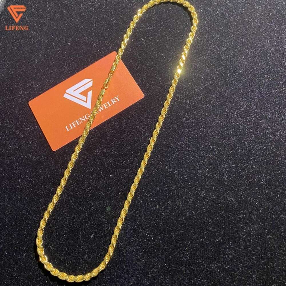 Lifeng Jewelry 5mm Hip Hop Punk Gold Color Necklaces 925 Sterling Silver Swag Twist Rope Chain Necklace for Women Me