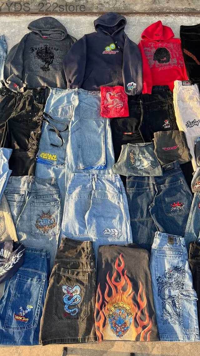 Women's Jeans Vintage jeans jncos y2k pants bag jinco jeans mens ropa jeans 2024 skateboard cargo pants mens y2k wide leg street tweer yq240423