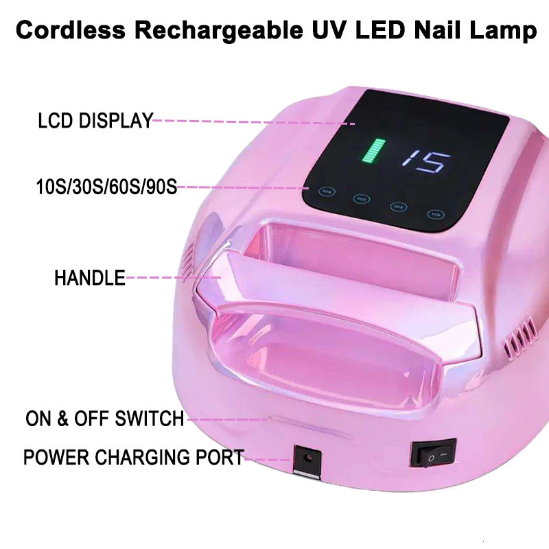 Rechargeable nail lamp with handle 15600mAh Lampala de unas LED UV rechargeable De 96W gel polishing dryer LED nail lamp 241122