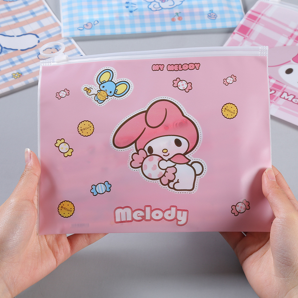 Cartoon Ring Zipper Bag Creative Transparent Matte Pen Bag Cute Student Multi functional Document Jewelry Storage Bag