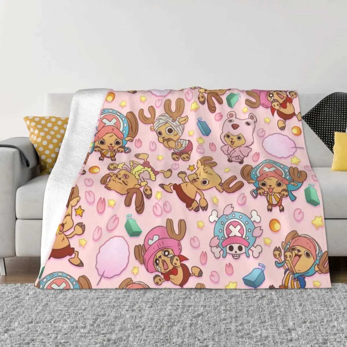 One-Piece Tony Chopper Blanket Coral Fleece Plush Summer Pirate Anime ltifunction Super Warm Throw Blankets for HomeC241122