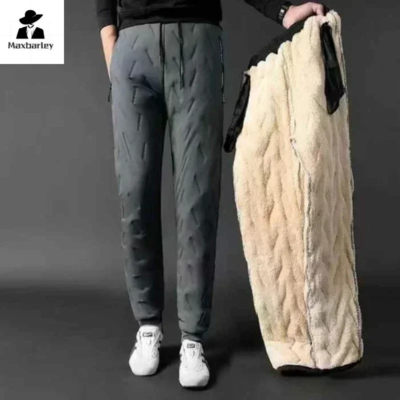Cotton Pants Men Winter Lambswool Padded Thickened Warm Hundreds of Large Size Windproof Down y241120