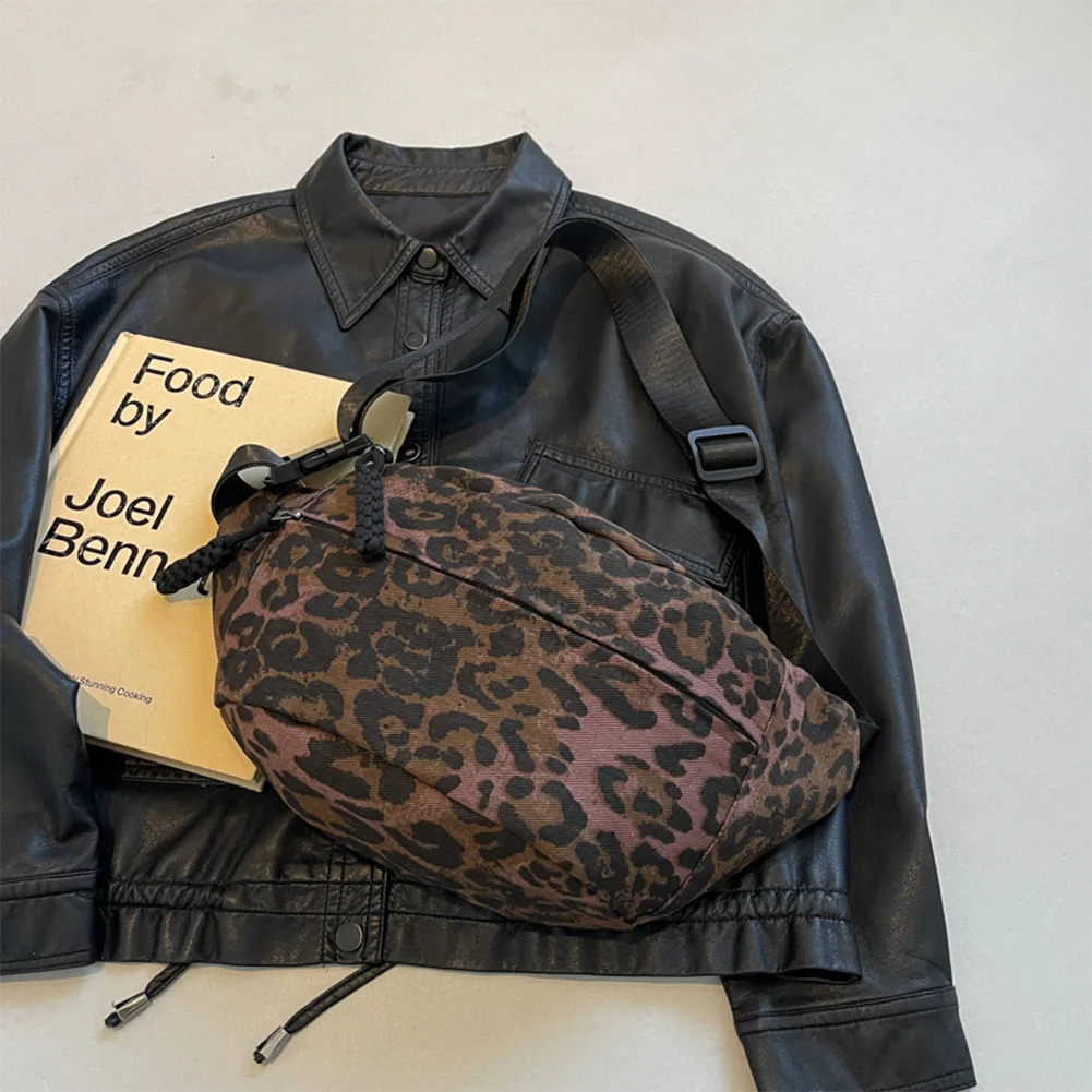Leopard Print Waist Bag Stylish Waist Pack Large Capacity Trendy Fanny Pack Zip Closure Vintage Belt Bag Outdoor Travel Bag 241122